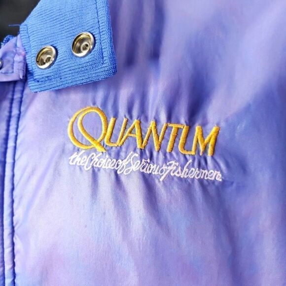 Zebco Quantum Fishing Cafe Racer Jacket Vintage 80s 90s MotorGuide Iridescent - Picture 3 of 7